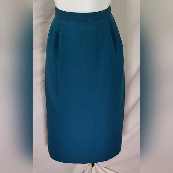 Vintage Teal Green Classic LE SUIT Pencil Skirt Suit - Size 8P - Picture 5 of 7